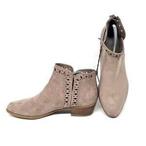 INDIGO RD Cadelen Taupe Perforated Fabric Block Heel Ankle Boots Women's Size 8M